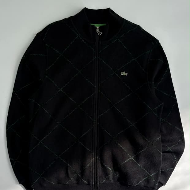 [100] 라코스테 아가일 집업 울 니트 가디건