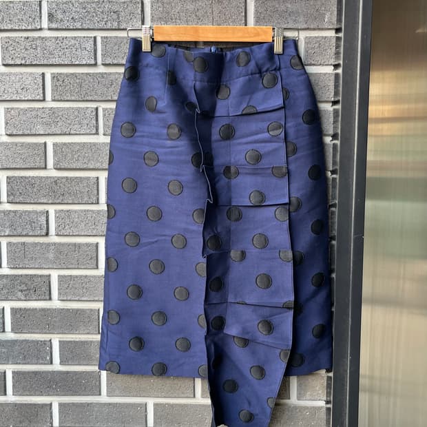 도트 러플 스커트 블루