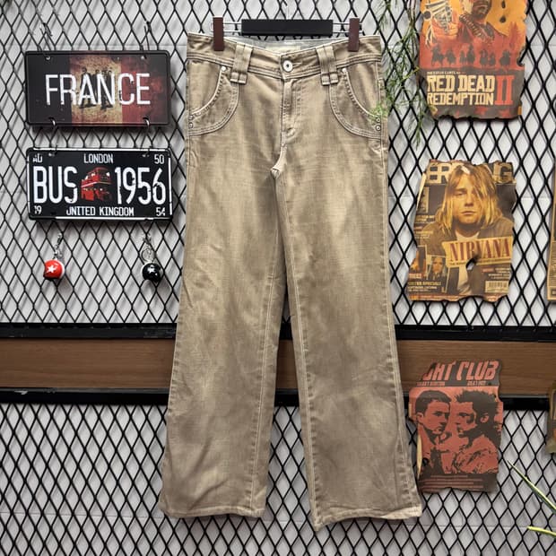 JPN VINTAGE 웨스턴 팬츠 후면 패치 포인트 베이지