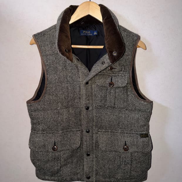폴로 랄프로렌 헤링본 울 패딩 베스트 M (남성 100정도)