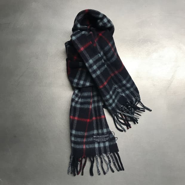 버버리 정품 캐시미어/울 머플러 네이비