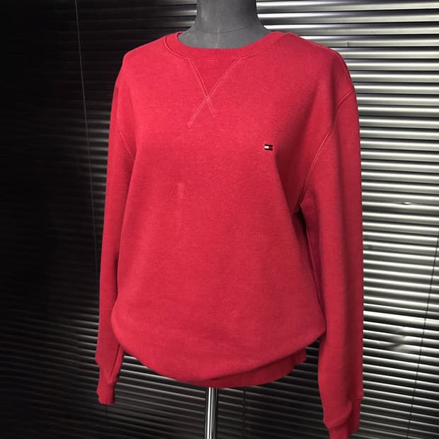 타미 힐피거 면 코튼 스웻 셔츠 맨투맨 버건디 레드 라운드넷 클래식 M