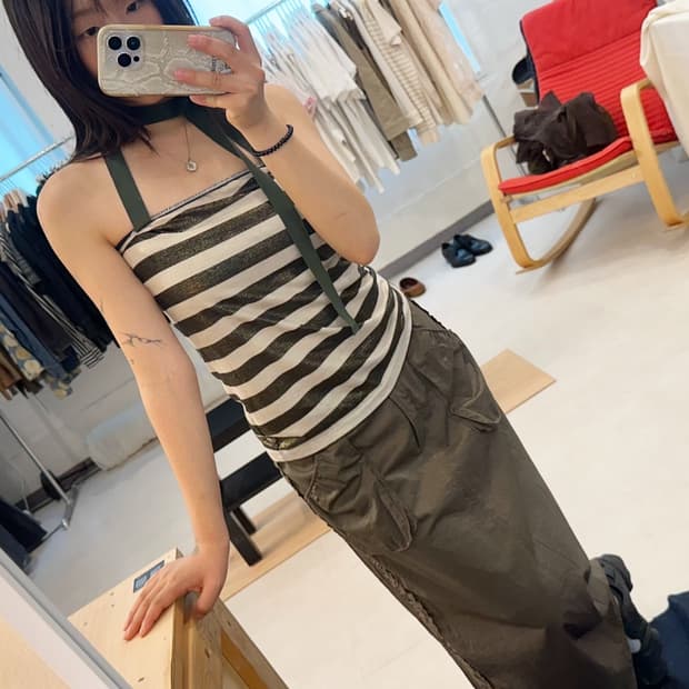 [LOSICARIE] string green halter tube top