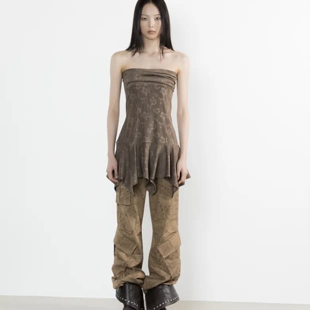 웻태그 CARGO BOOTCUT PANTS PAISLEY BROWN