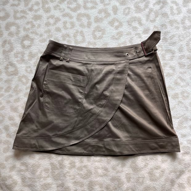 Khaki nylon wrap skirt