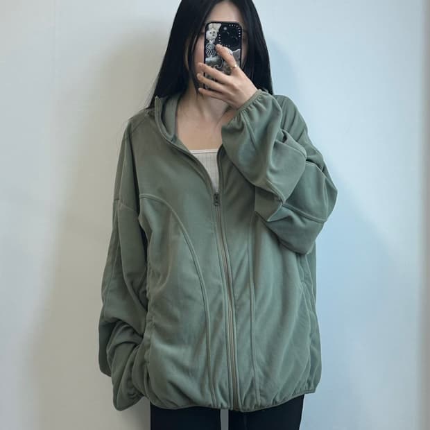 그레일즈 지오메트리 스플릿 플리스 후드집업