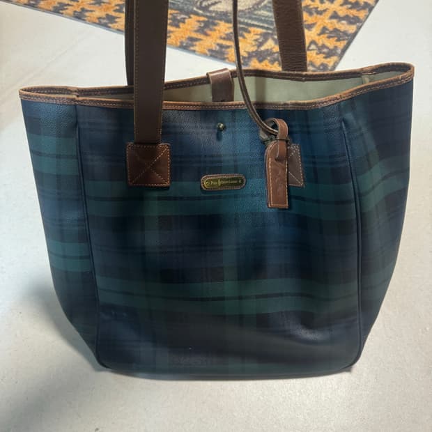 90~00s 폴로 랄프로렌 빈티지 타탄 체크 토트백