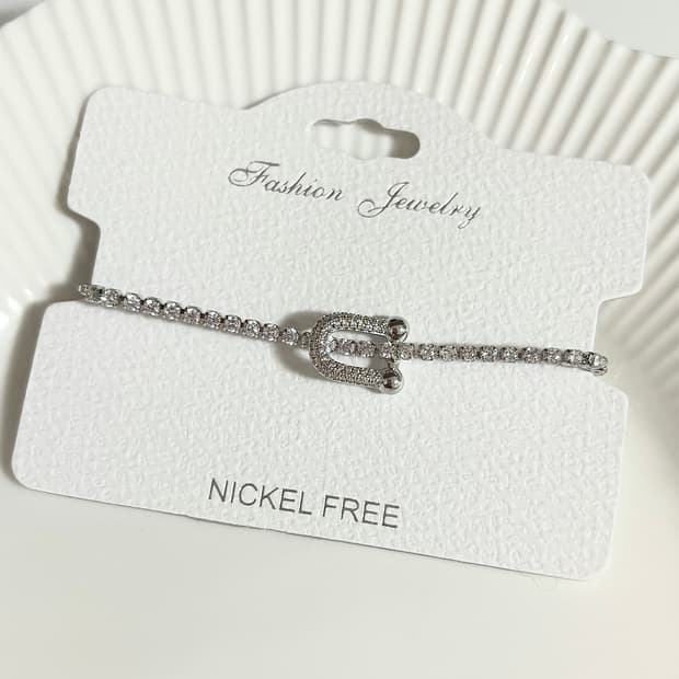 실버 큐빅 팔찌 free사이즈 (새상품)