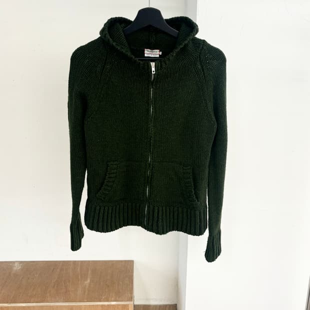 막스앤코 카키 니트 후드 집업