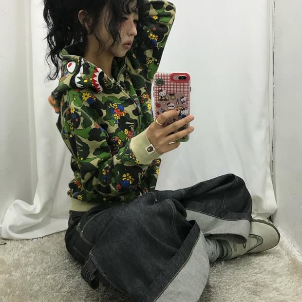 Bape Flower Camouflage Shark Hood Zipup