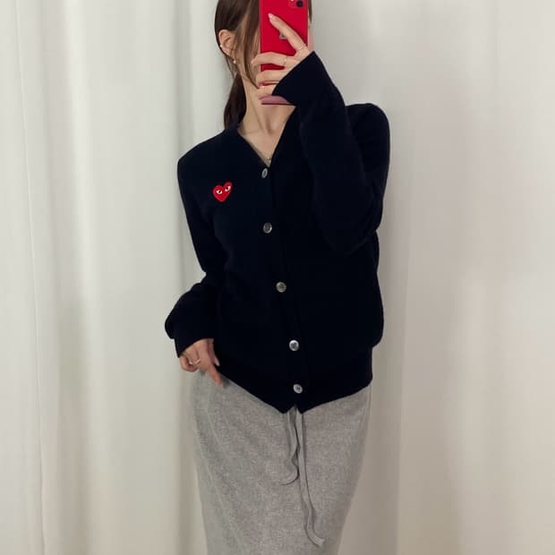 꼼데가르송 블랙 브이넥 가디건