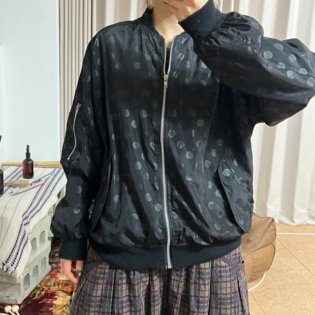 여성 도트 홑겹 바람막이 블루종 자켓