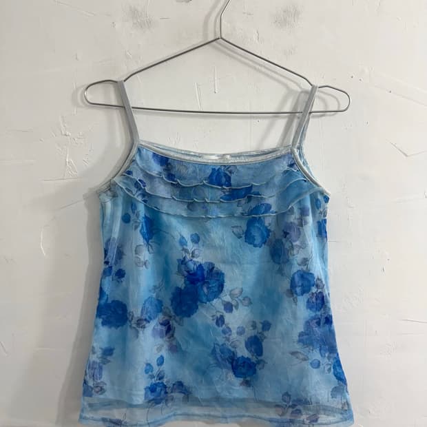blue flower sleeveless
