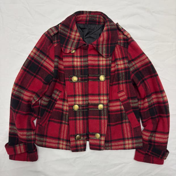napoleon red check wool jacket