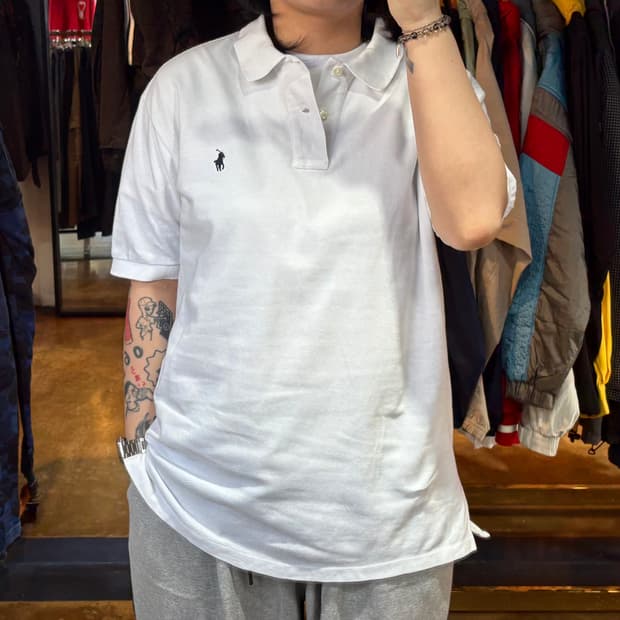 폴로랄프로렌 화이트 카라넥 버튼 반팔