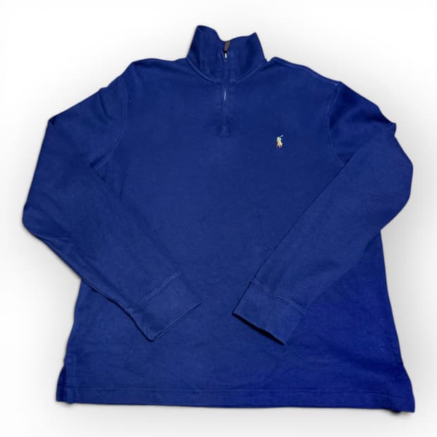 00‘s 폴로 네이비 반집업 니트
