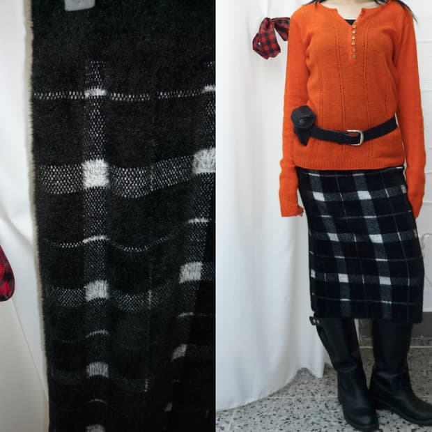 check patterns knit skirt