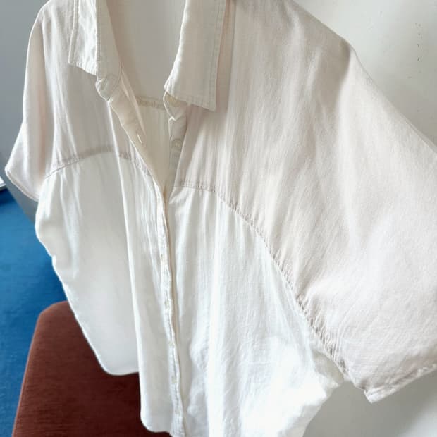 Natural cotton panel wide shirt