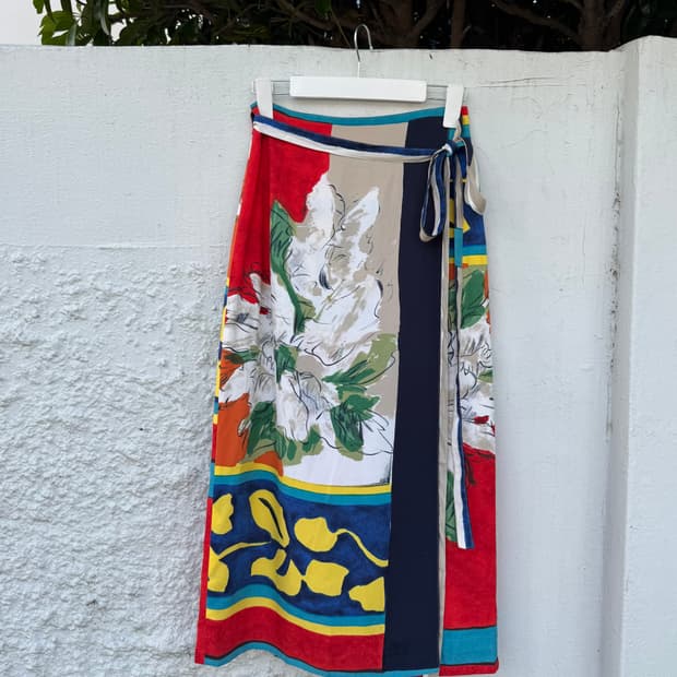 Scapa Italy Fabric 레이온 플라워 랩 스커트