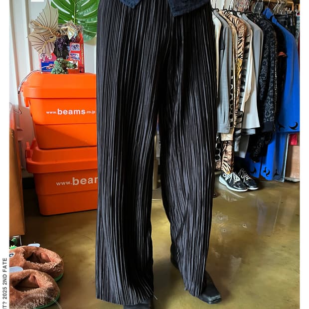 GRL グレイル Wide Pleats Black Trouser