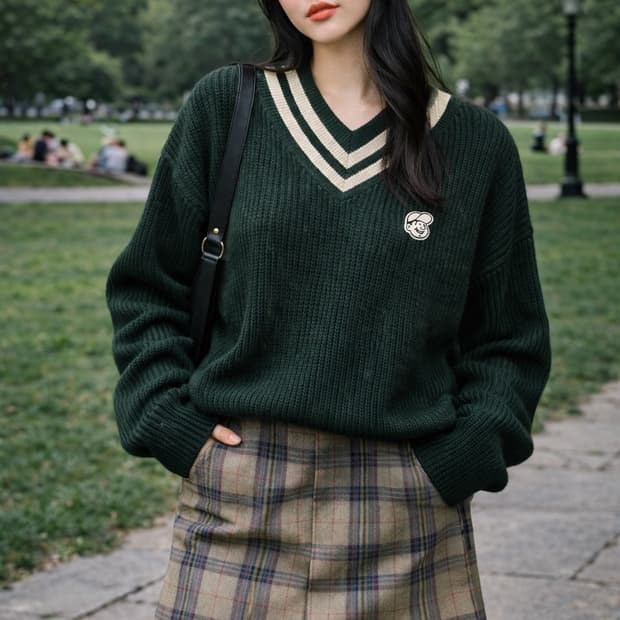 Ebbets Field Flannels 베츠 브이넥 배색 니트