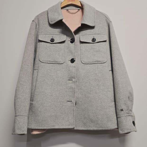 타미힐피거 울 혼방 숏 코트 그레이