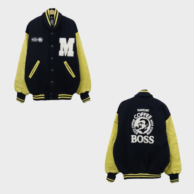 RARE SUNTORY 레더 울 야구 점퍼 61930