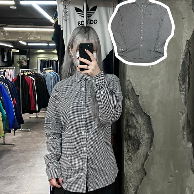 라코스테 체크 셔츠 블랙 M #csz2698