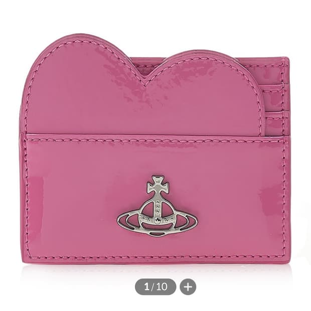 비비안 웨스트우드 페이턴트 하트 레더 카드지갑