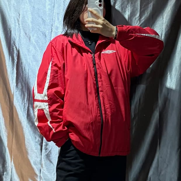 M UNBRO 심볼로고 레드 나일론 자켓