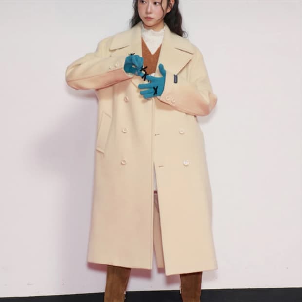 새제품/ luvm 엘유브이엠 캐시미어 울코트 와이드카라 더블 코트