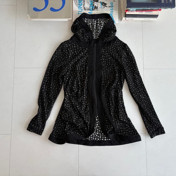 dot mesh hoodie