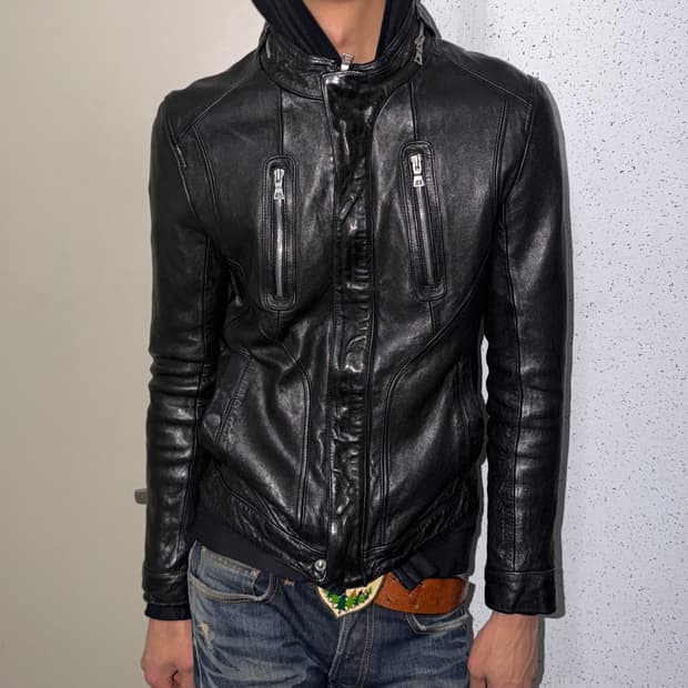 이태리 양가죽 슬림 레더 자켓