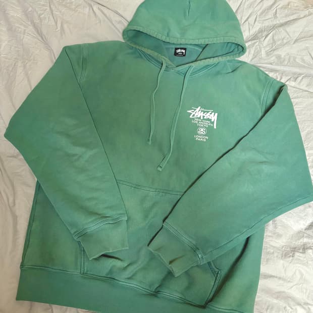 스투시 월드투어 후드 피그먼트 다이드 포레스트