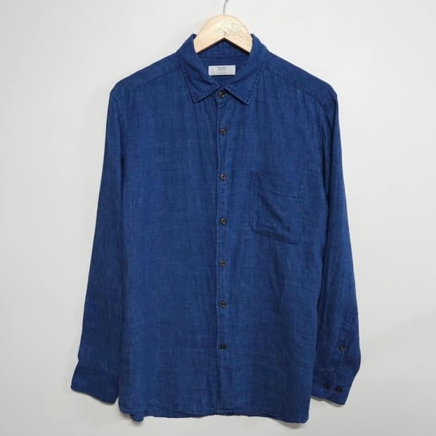100 UNIQLO 유니클로 린넨 셔츠 블루