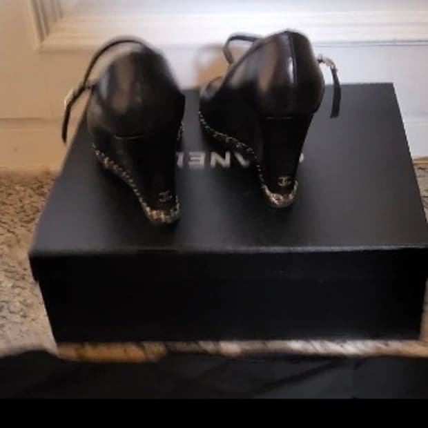 샤넬 오픈토 웨지 힐 36