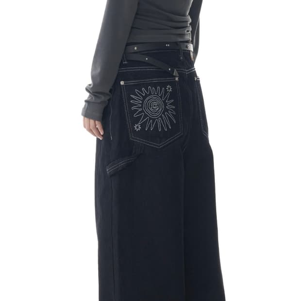 아캄 Needlework Carpenter Denim Pants (Blu