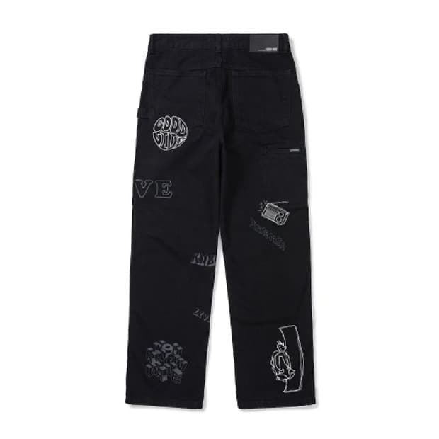 (L) 노우웨이브 멀티 프린트 카펜터 데님 진 블랙