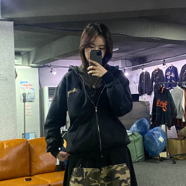 00s 스투시 빅로고 블랙 후드집업 B2688