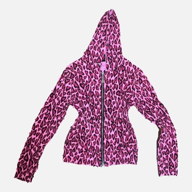 일본 빈티지 갸루 베이프깔 호피 핑크호피 펑크 레오파드 집업