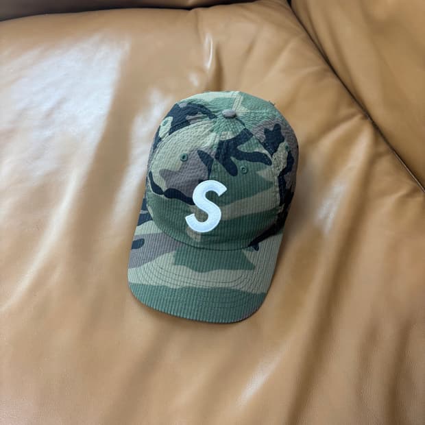 슈프림 S로고 6패널 볼캡 모자 24ss 시어서커 우드랜드 카모