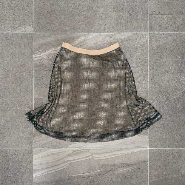 Deep green cubic flare skirt