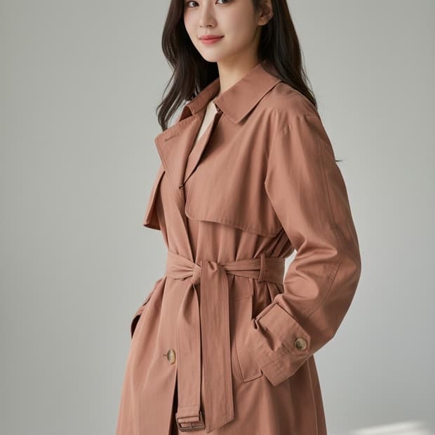 SJSJ 핑크 롱 트렌치 바람막이 코트 XS