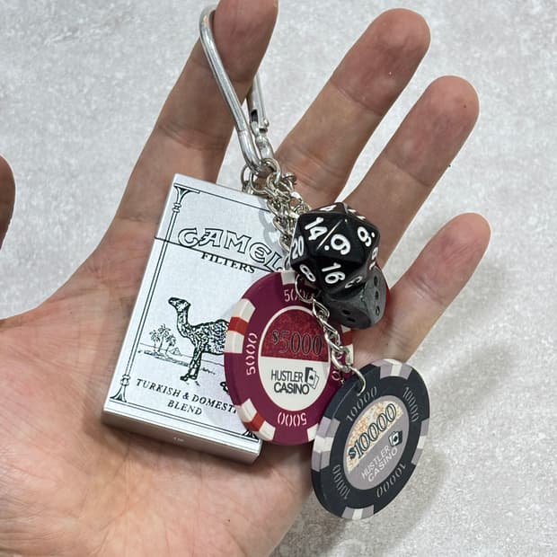 Oribell 카멜 재떨이 스틸 케이스 겜블 칩 키링 열쇠고리