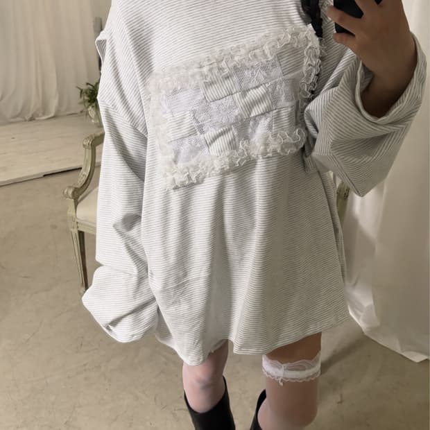 사화룸 패치 롱슬리브 그레이