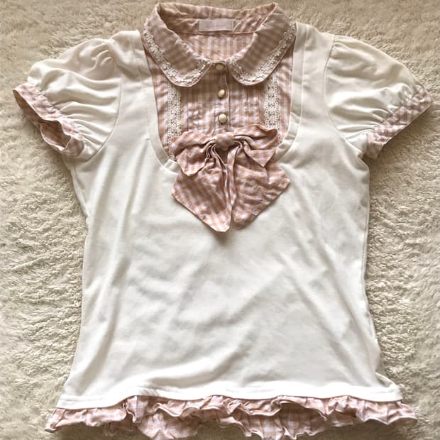 리즈리사 희귀 리본 레이어드 셔츠