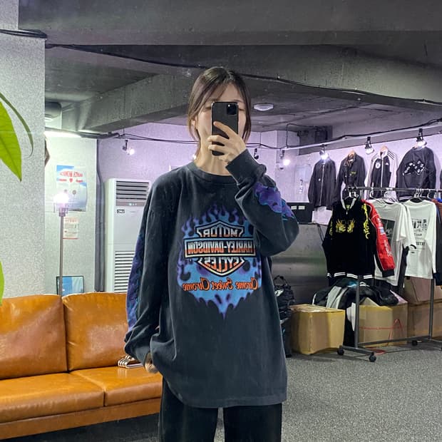 할리데이비슨 빅로고 파이어 롱슬리브 B2122