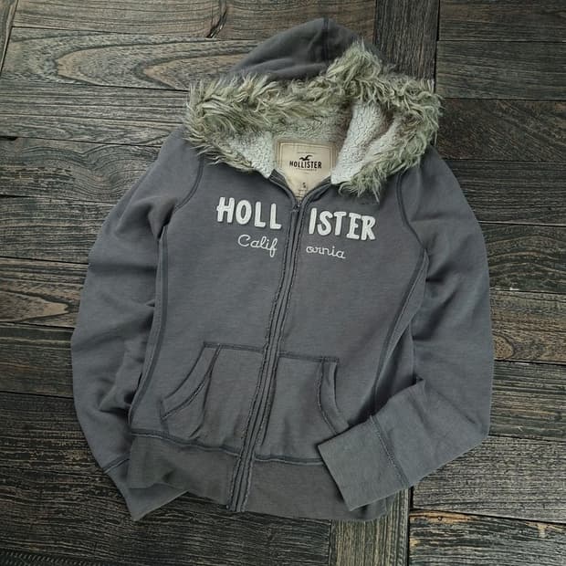 [홀리스터] 빅로고 패치 울푸죠 후드 집업 그레이 M18519