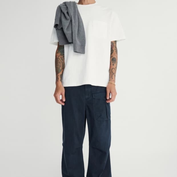 포터리 코튼 헤링본 오버다이드 콜로넬 팬츠 네이비 4사이즈