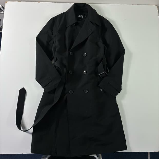 Stussy 스투시 블랙 더블 트렌치코트